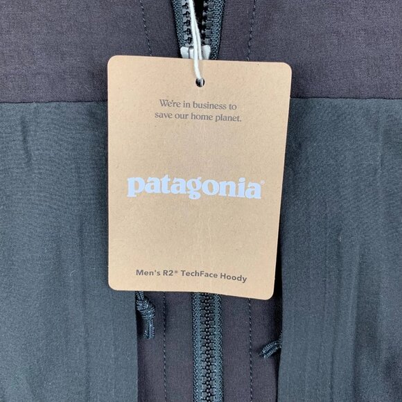 Patagonia Mens Winter Jacket Large Black Full Zip R2 TechFace Hoody Company Logo - Picture 3 of 16